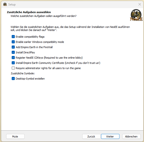 Neo Empire Earth Setup – Schritt 5